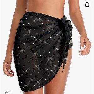 Sparkle rhinestone Cover Up Sarong Semi-Sheer Coverup for Bathing Suit- Chiffon